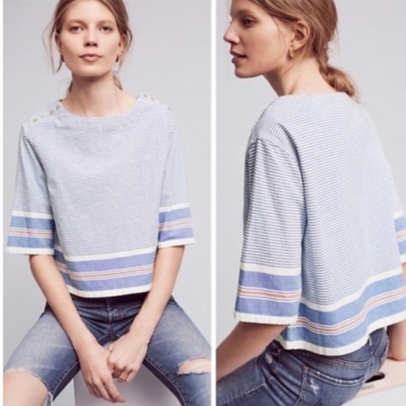 Anthropologie Tops - Anthro Maeve Sullivan striped crop top